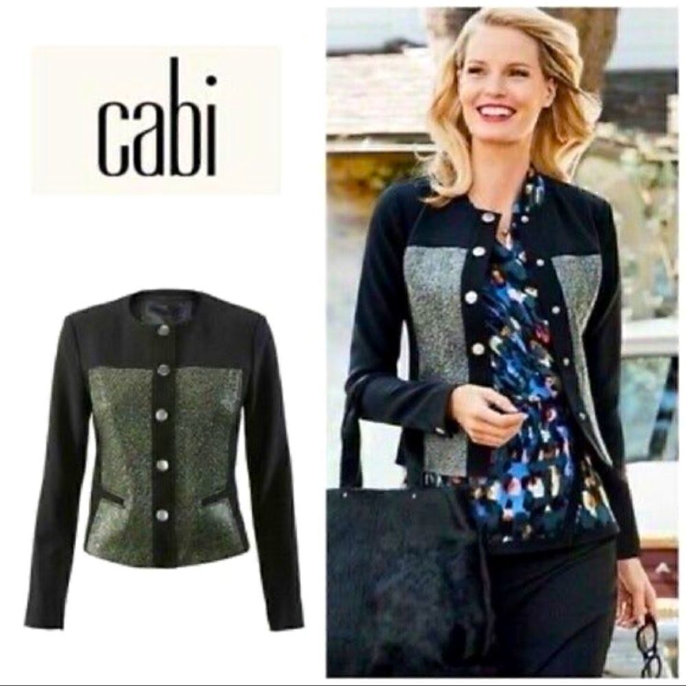 CAbi- 3036 Mixed Media Jacket Blazer, Size Medium